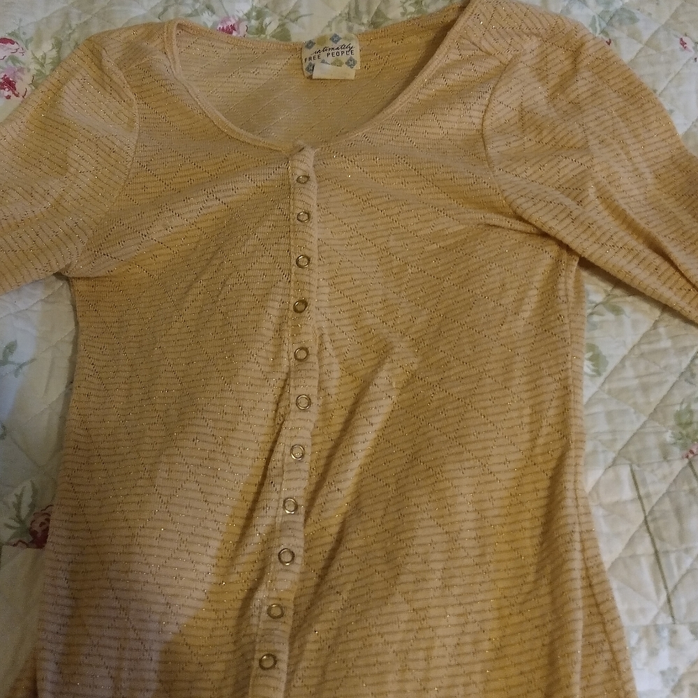 Cream and gold stripe shirt